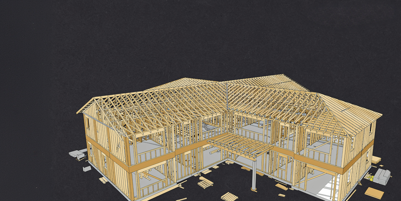 3D BIM structural model showing timber framing coordination